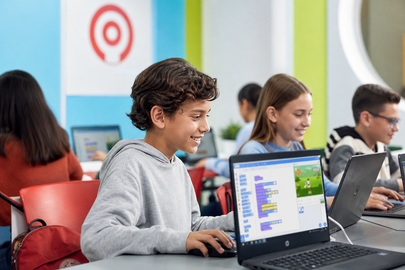 Niños programando en Profesor Labs