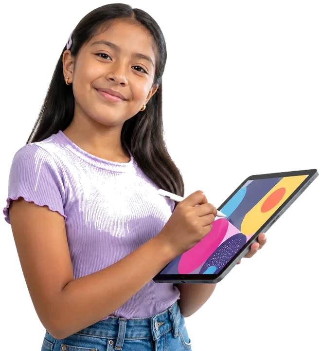 Niña diseñando en tablet