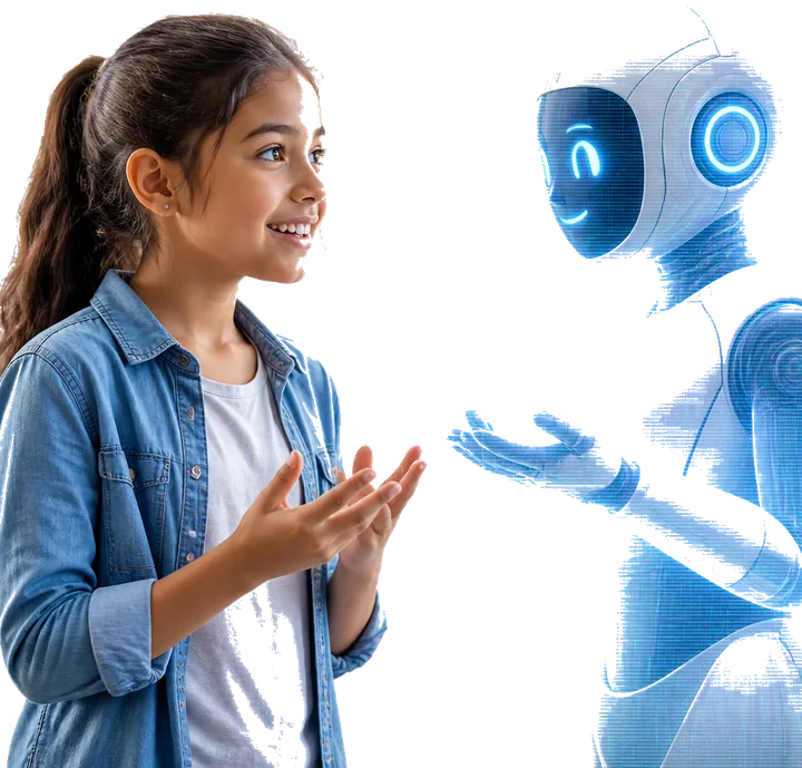 Niña aprendiendo inteligencias artificiales