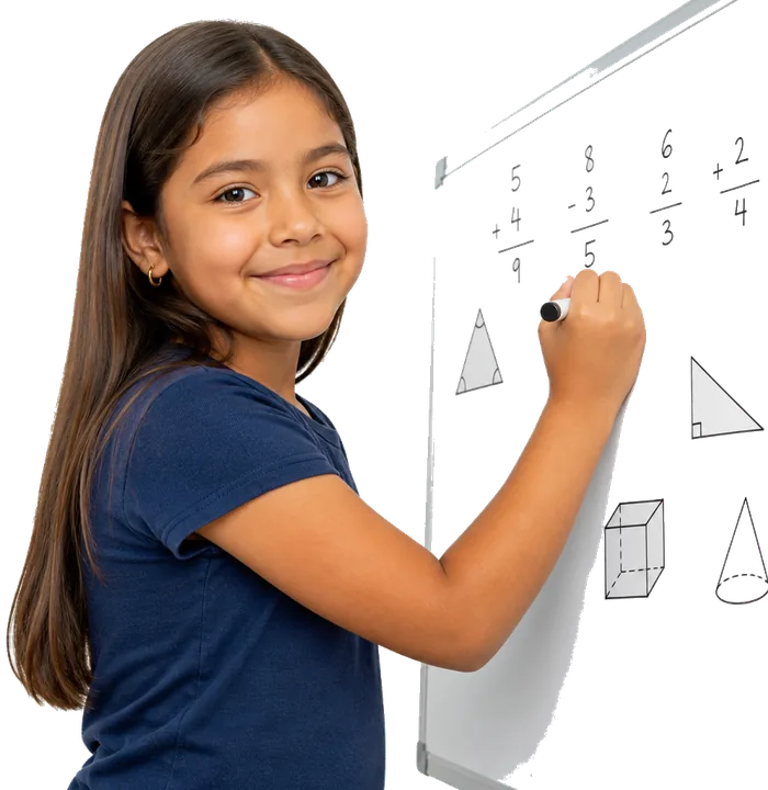 Niña resolviendo matemáticas